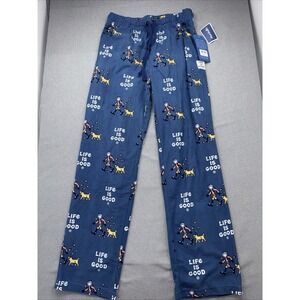 NEW Life is Good Mens Small Blue Hiking N Dog  Pajama Pants  Pockets